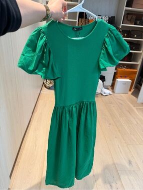 Zara Emerald Green Ribbed Top with Scoop Neck
